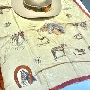 Equestrian HORSE Silk scarf/wrap w southwestern country farmhouse vibe
